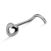 Hollow Heart S316L Curved Nose Stud SSNSKB-1009